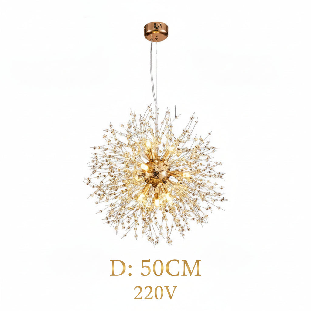 Kristall-Deckenleuchte Pusteblume mit LED