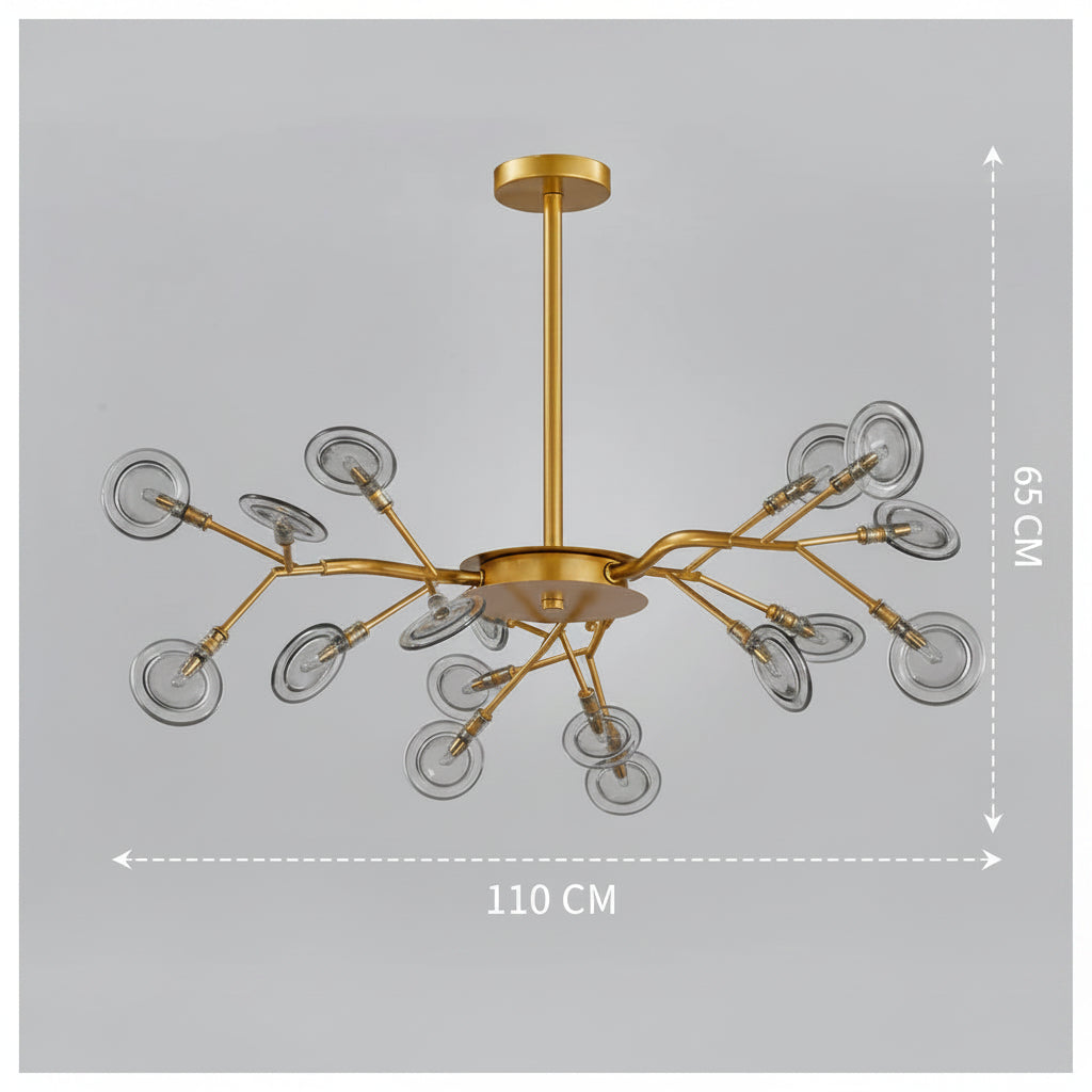 Luxuriöser LED-Kronleuchter mit Goldenen Lichtarmen