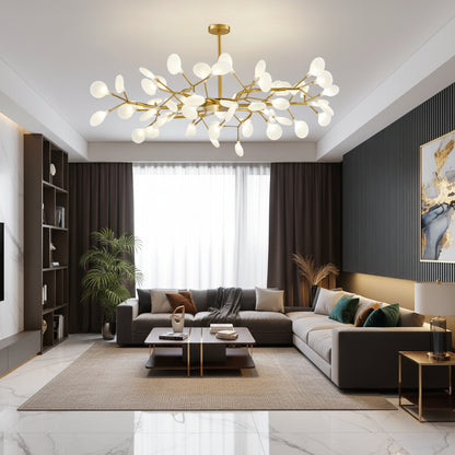 Luxuriöser LED-Kronleuchter mit Goldenen Lichtarmen
