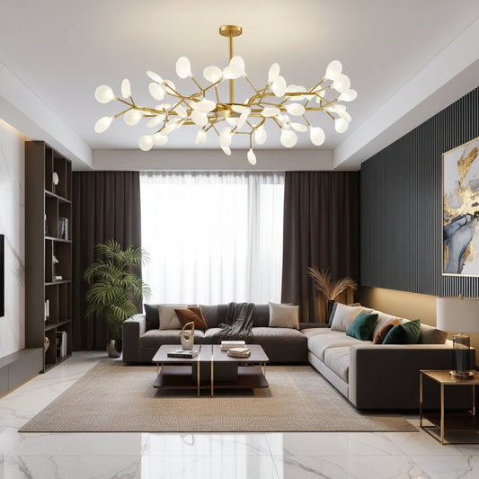 Luxuriöser LED-Kronleuchter mit Goldenen Lichtarmen