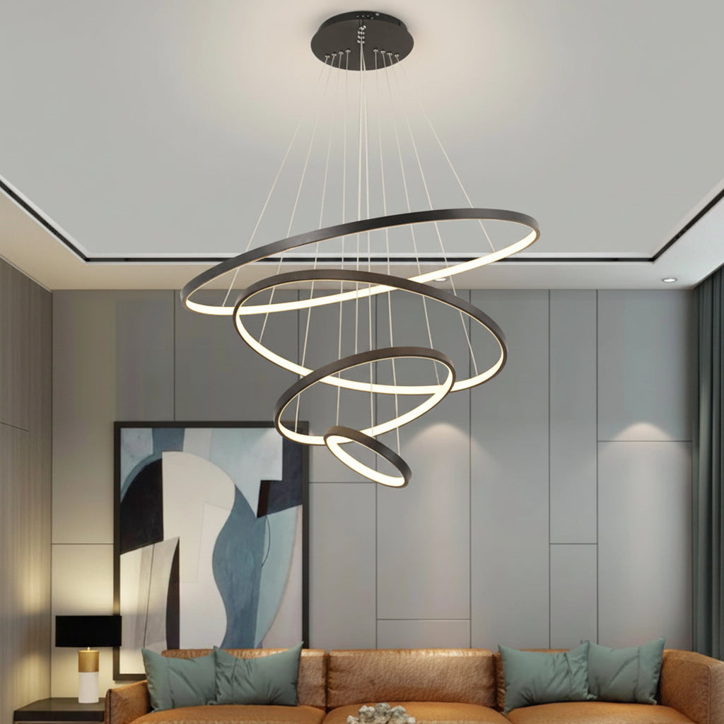 Moderne LED-Ring-Pendelleuchte mit Fernbedienung