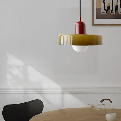Bauhaus Pendelleuchte aus Mundgeblasenem Glas