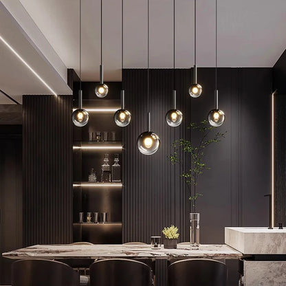 Moderne Glaskugel-Pendelleuchte Art Déco