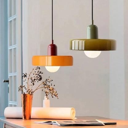 Bauhaus Pendelleuchte aus Mundgeblasenem Glas