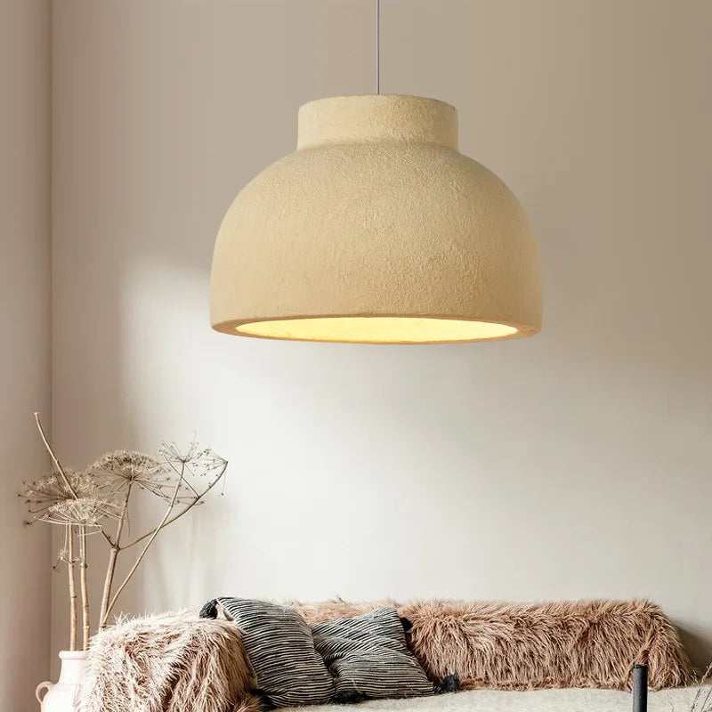 Wabi-Sabi Beton-Pendelleuchte in Schalenform