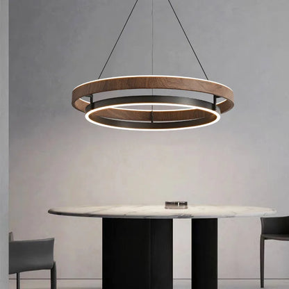 Italienische Designer-Pendelleuchte aus Walnuss und Metall