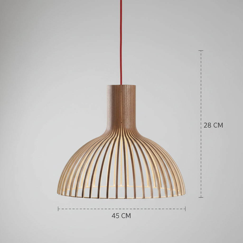 Handgefertigte Vogelkäfig-Pendelleuchte aus Holz