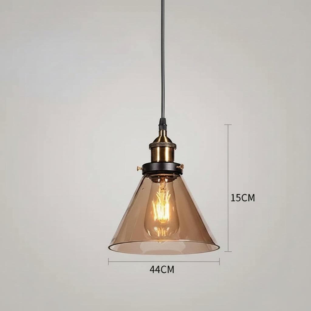 Nordische Glas-Pendelleuchte im Industrial-Vintage-Stil