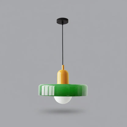 Bauhaus Pendelleuchte aus Mundgeblasenem Glas