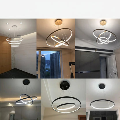 Moderne LED-Ring-Pendelleuchte mit Fernbedienung