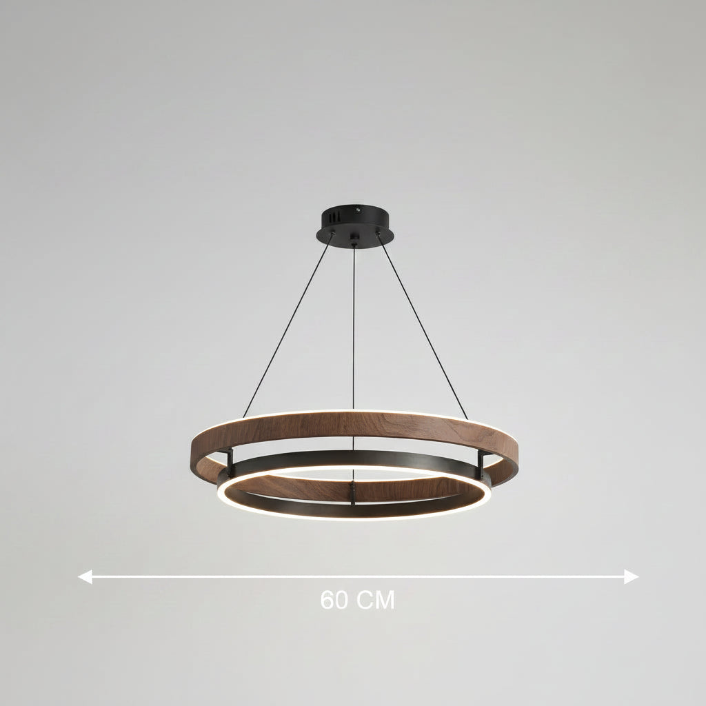 Italienische Designer-Pendelleuchte aus Walnuss und Metall