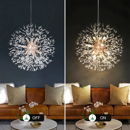 Kristall-Deckenleuchte Pusteblume mit LED