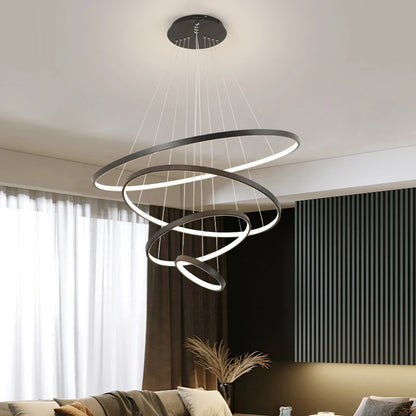 Moderne LED-Ring-Pendelleuchte mit Fernbedienung
