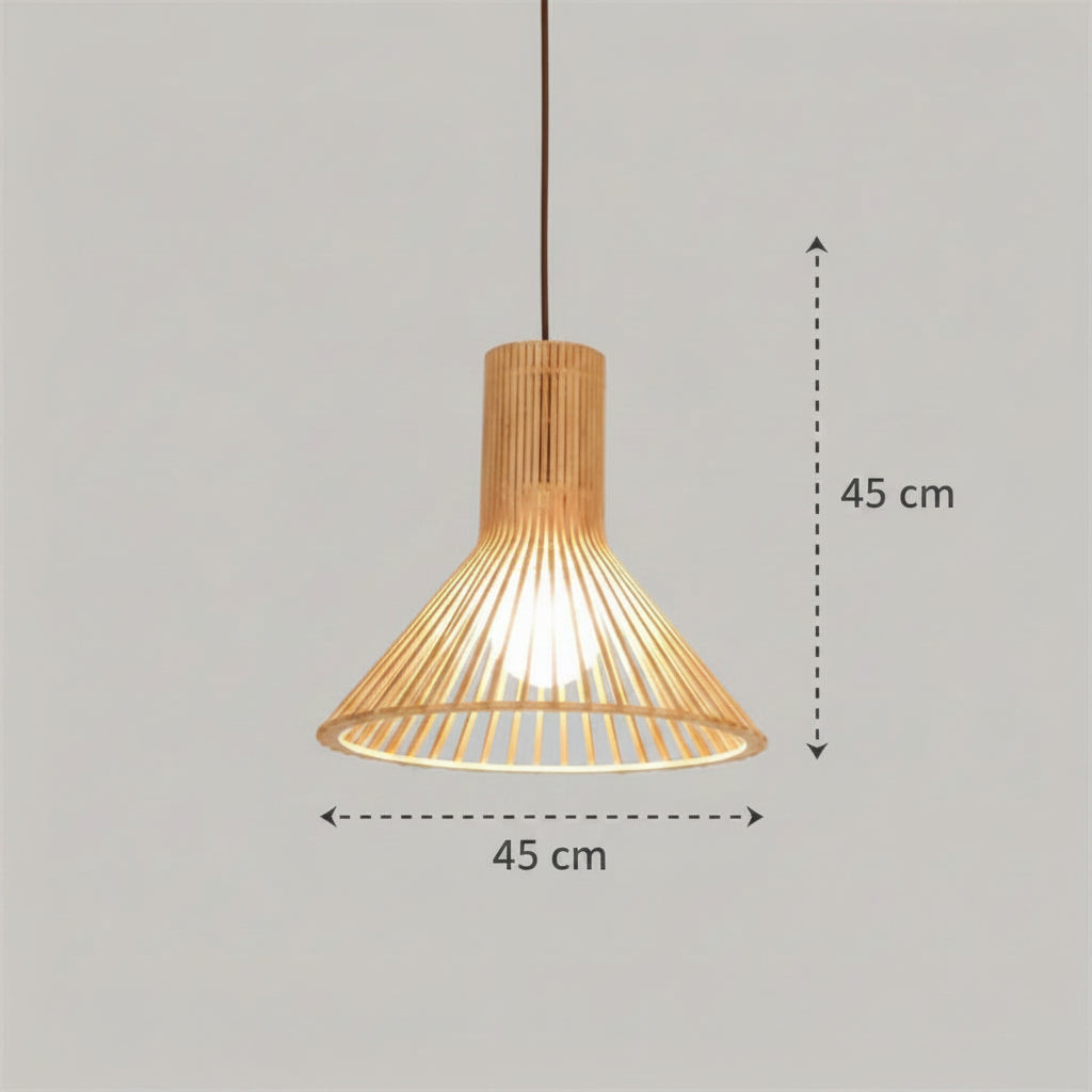 Handgefertigte Vogelkäfig-Pendelleuchte aus Holz