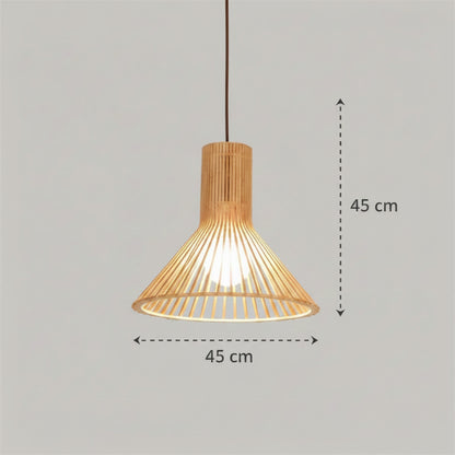 Handgefertigte Vogelkäfig-Pendelleuchte aus Holz