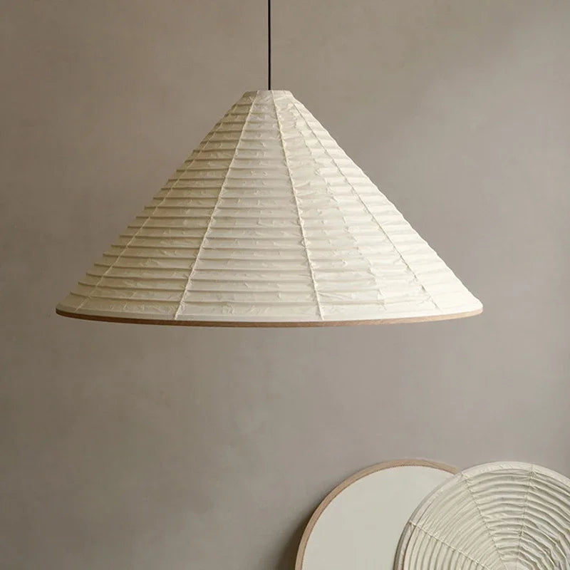 Nordische Reispapier-Pendelleuchte im Wabi-Sabi-Stil