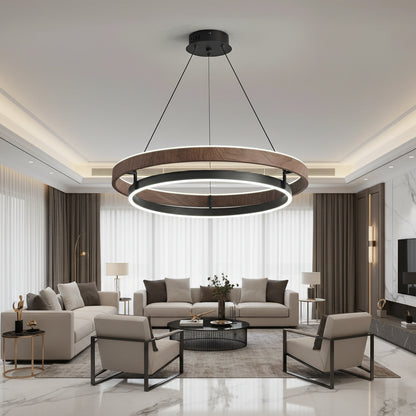 Italienische Designer-Pendelleuchte aus Walnuss und Metall