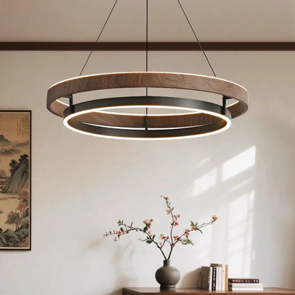 Italienische Designer-Pendelleuchte aus Walnuss und Metall