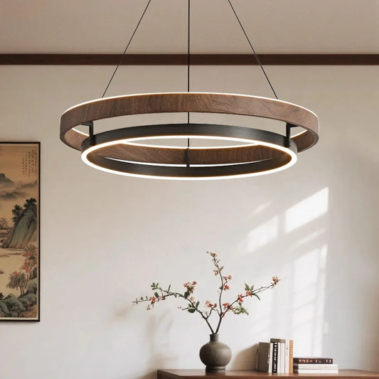 Italienische Designer-Pendelleuchte aus Walnuss und Metall