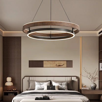 Italienische Designer-Pendelleuchte aus Walnuss und Metall