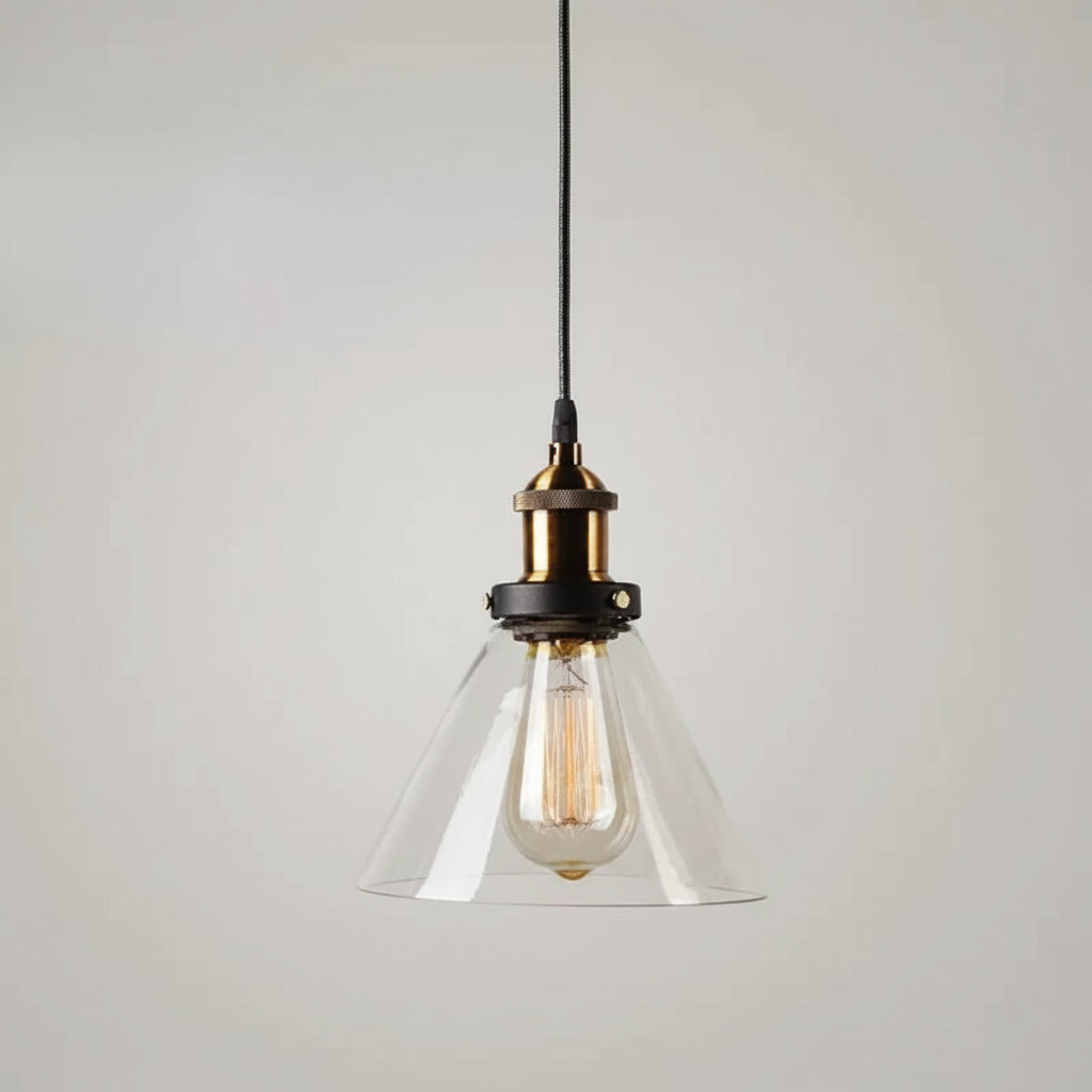 Nordische Glas-Pendelleuchte im Industrial-Vintage-Stil