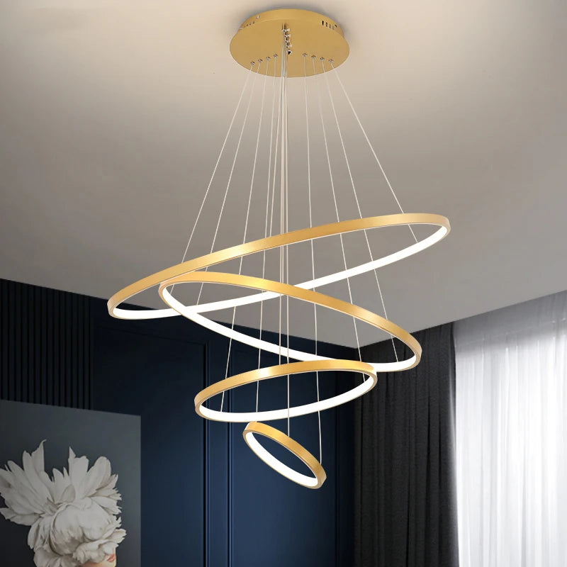 Moderne LED-Ring-Pendelleuchte mit Fernbedienung