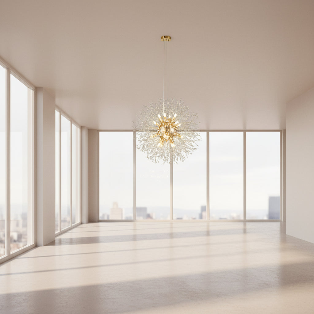 Kristall-Deckenleuchte Pusteblume mit LED