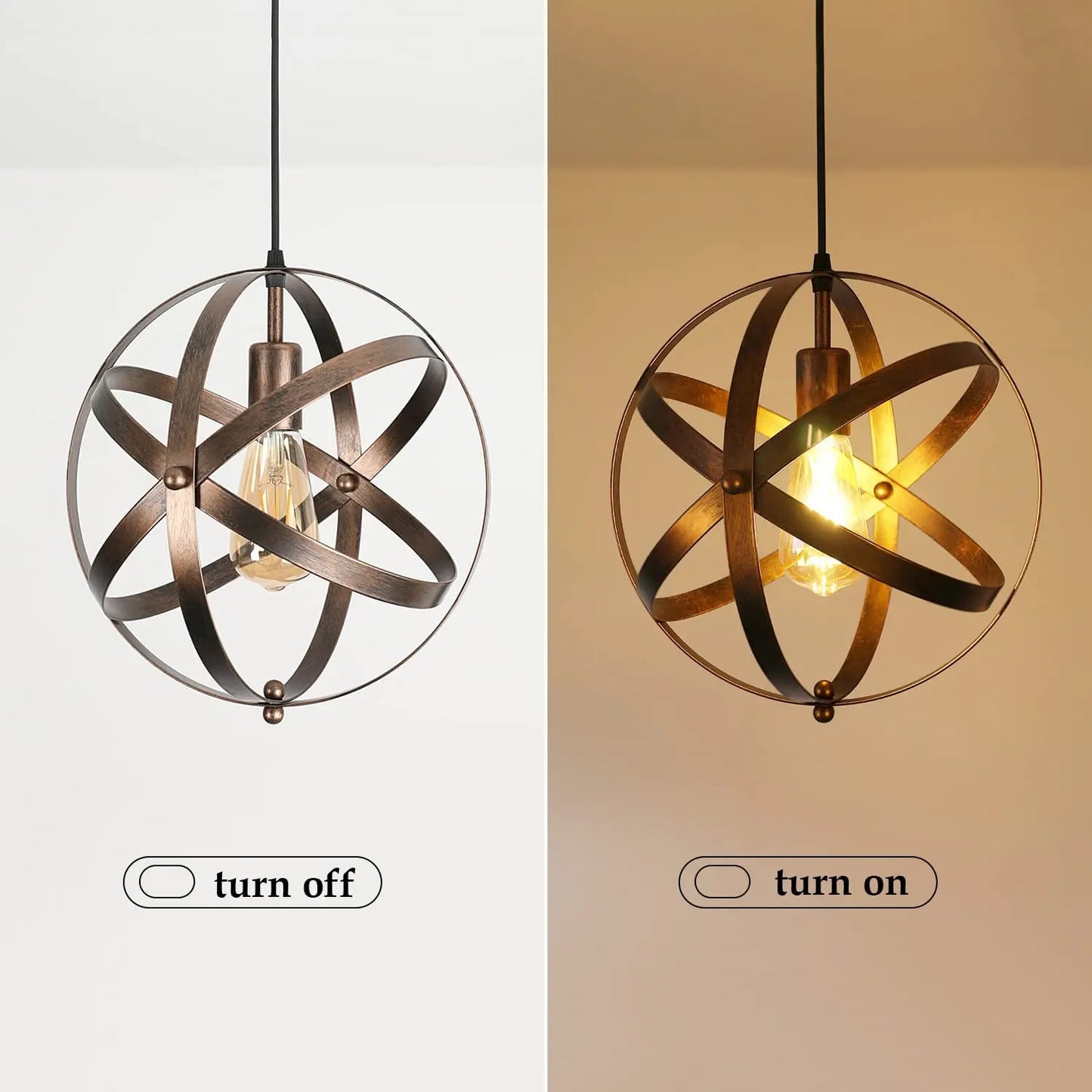 Industrielle Globus-Pendelleuchte im Vintage-Stil