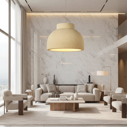 Wabi-Sabi Beton-Pendelleuchte in Schalenform