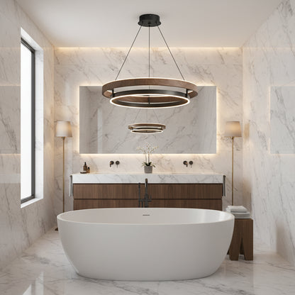 Italienische Designer-Pendelleuchte aus Walnuss und Metall