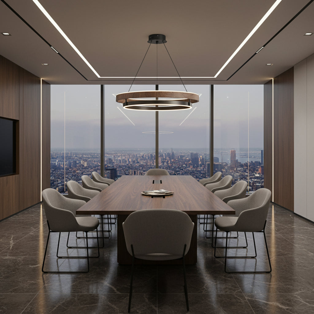 Italienische Designer-Pendelleuchte aus Walnuss und Metall