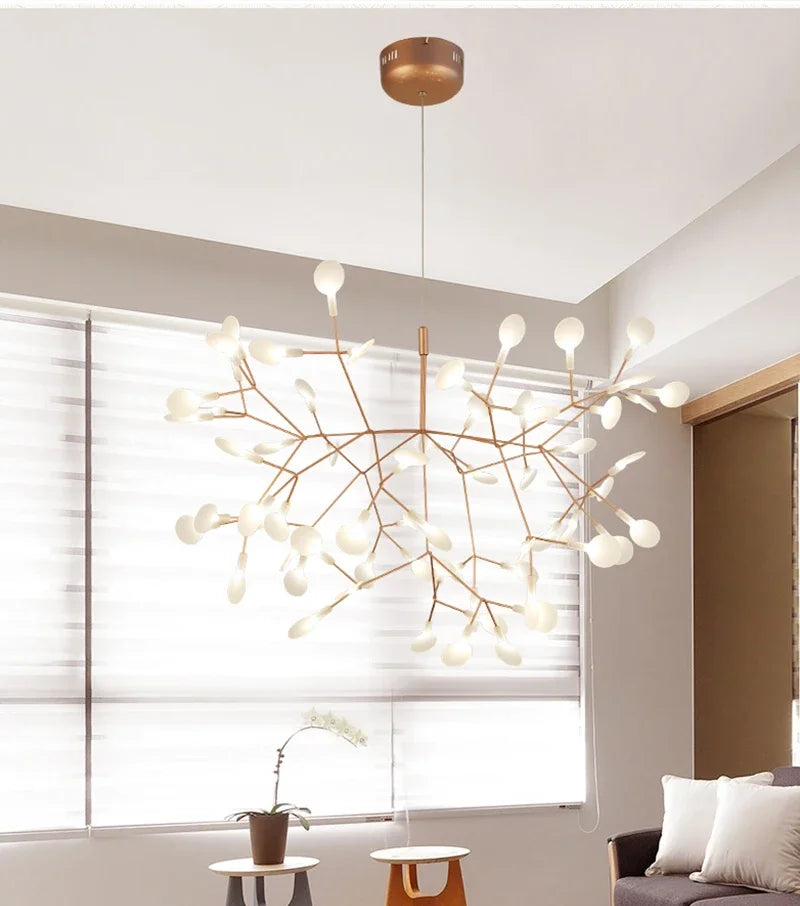 Luxuriöser Glühwürmchen-Kronleuchter mit Astdesign