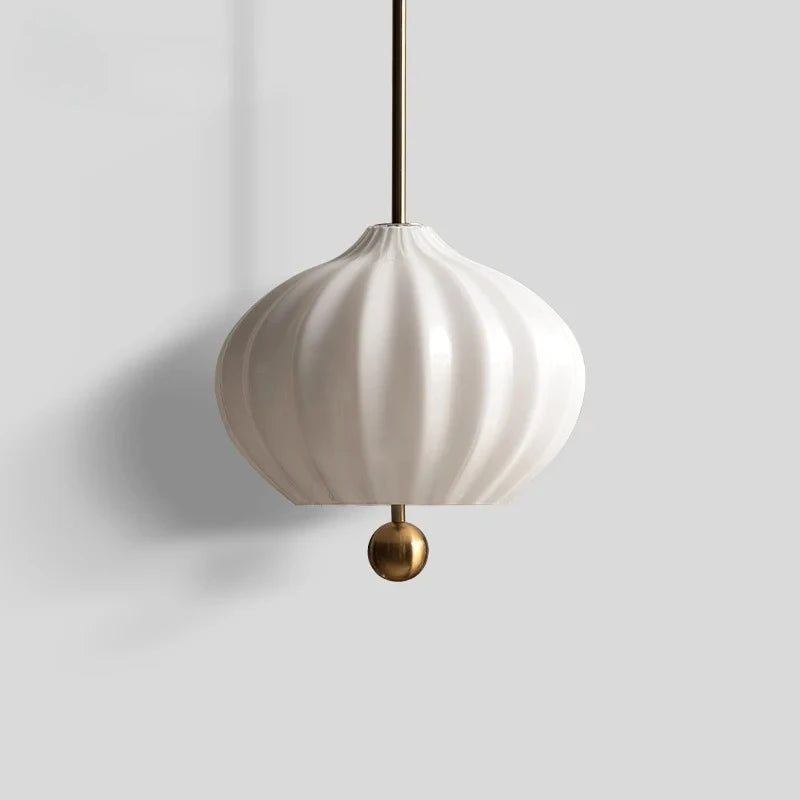 Bauhaus Pendelleuchte aus Weißem Glas