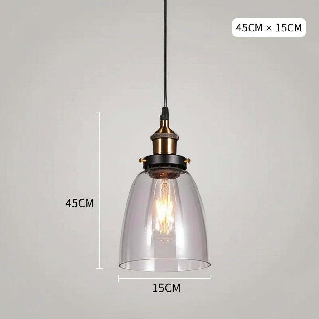 Nordische Glas-Pendelleuchte im Industrial-Vintage-Stil