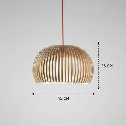 Handgefertigte Vogelkäfig-Pendelleuchte aus Holz
