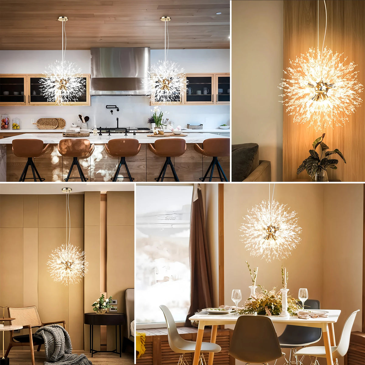 Kristall-Deckenleuchte Pusteblume mit LED