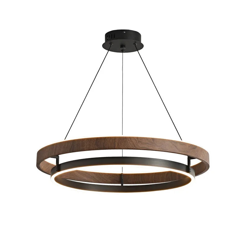 Italienische Designer-Pendelleuchte aus Walnuss und Metall