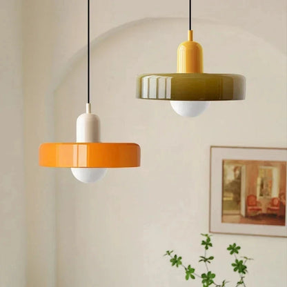 Bauhaus Pendelleuchte aus Mundgeblasenem Glas