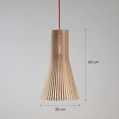 Handgefertigte Vogelkäfig-Pendelleuchte aus Holz