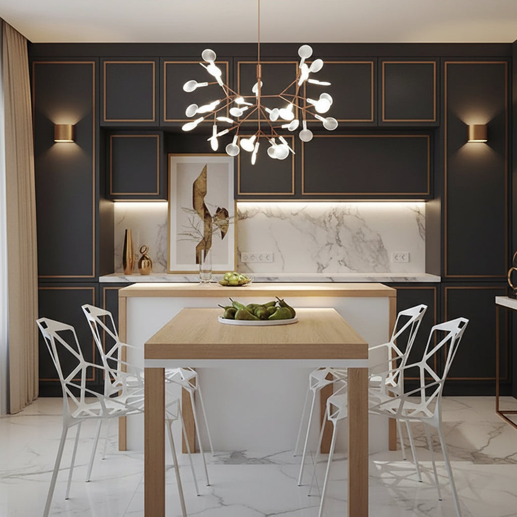 Luxuriöser Glühwürmchen-Kronleuchter mit Astdesign