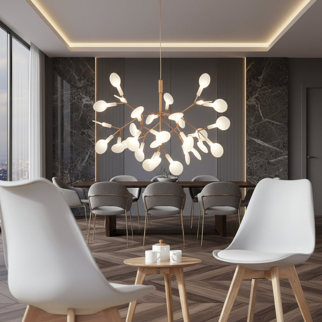 Luxuriöser Glühwürmchen-Kronleuchter mit Astdesign