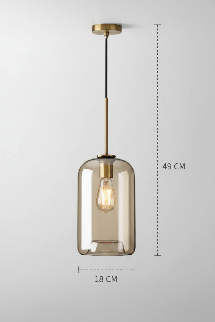 Nordische Glas-Pendelleuchte in Cognac-Tönen