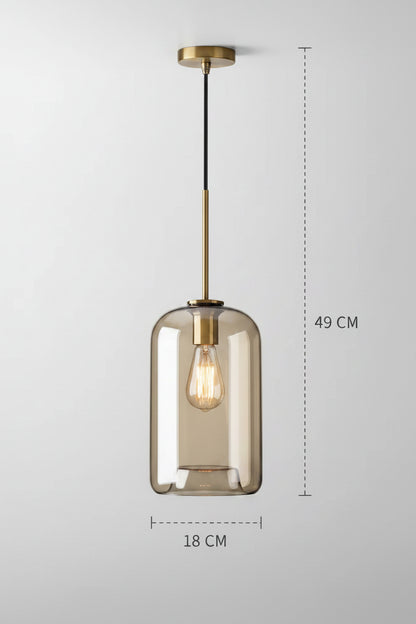 Nordische Glas-Pendelleuchte in Cognac-Tönen
