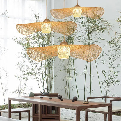 Japanische Bambus-Pendelleuchte im Wabi-Sabi-Stil