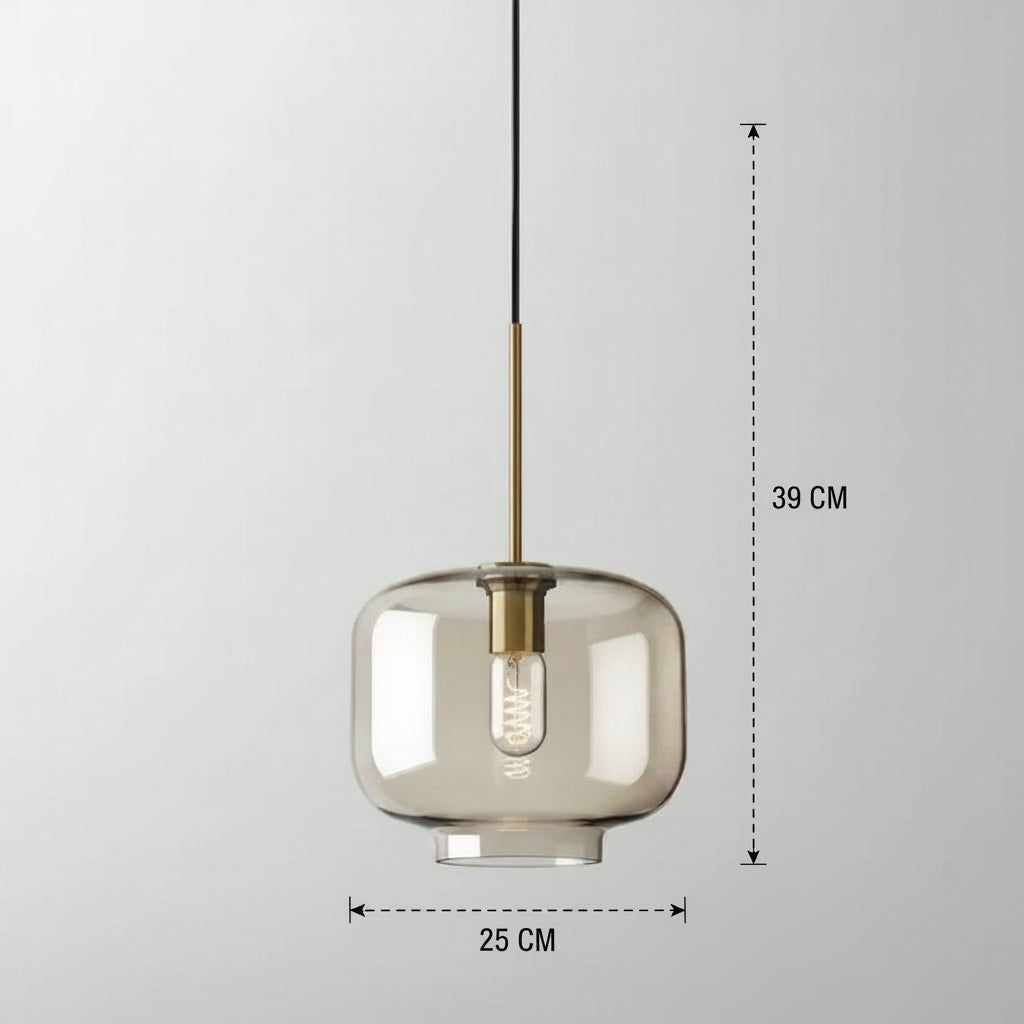 Nordische Glas-Pendelleuchte in Cognac-Tönen