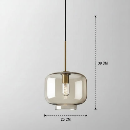 Nordische Glas-Pendelleuchte in Cognac-Tönen