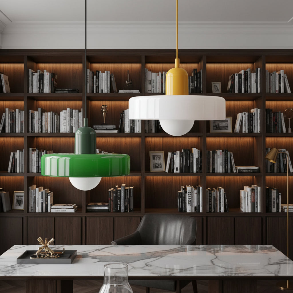 Bauhaus Pendelleuchte aus Mundgeblasenem Glas