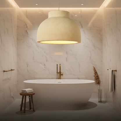 Wabi-Sabi Beton-Pendelleuchte in Schalenform